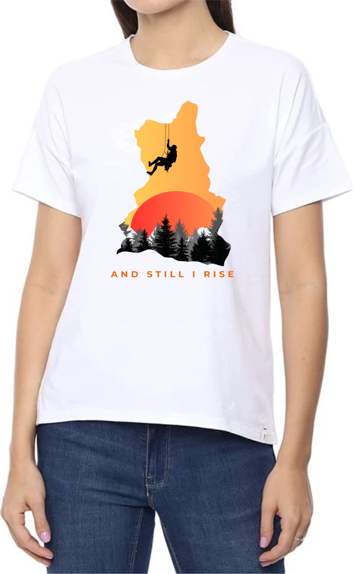 Still Rise (Yellow) Round Neck Women White T-Shirt