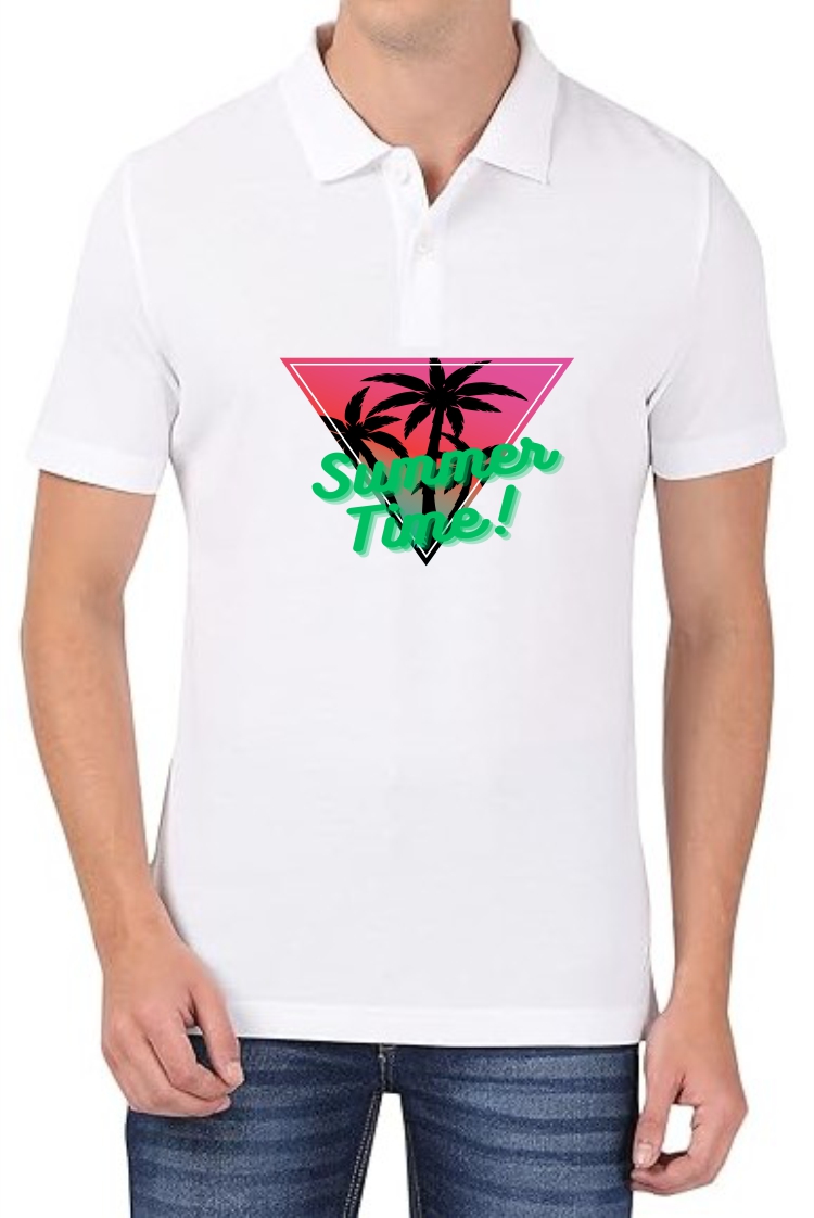 Summer Time Polo Men White T-Shirt