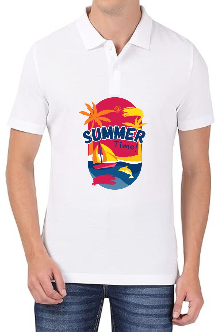 Summer Time Polo Men White T-Shirt