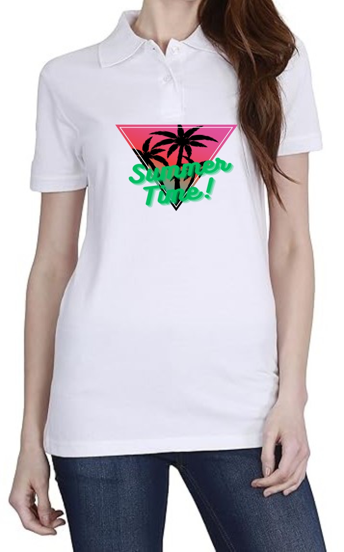 Summer Time Polo Women White T-Shirt