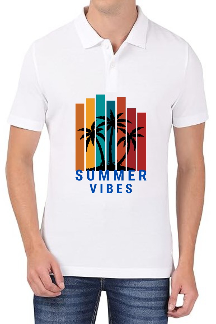 Summer Vibes Polo Men White T-Shirt