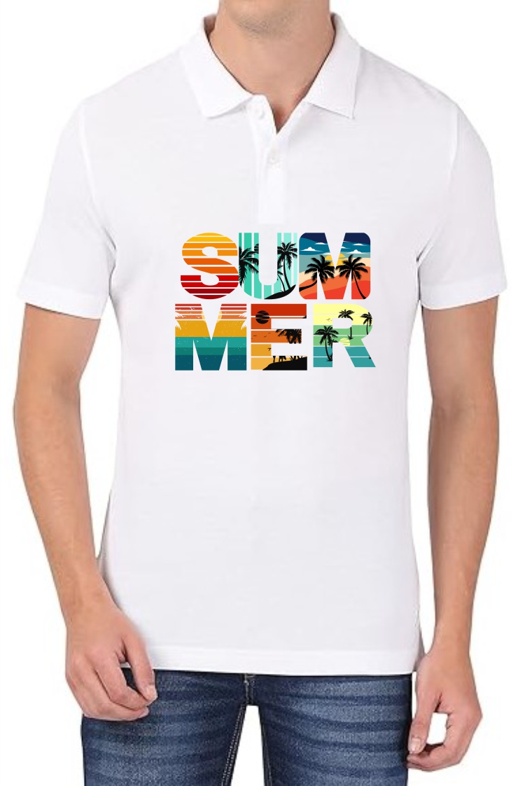 Summer Polo Men White T-Shirt