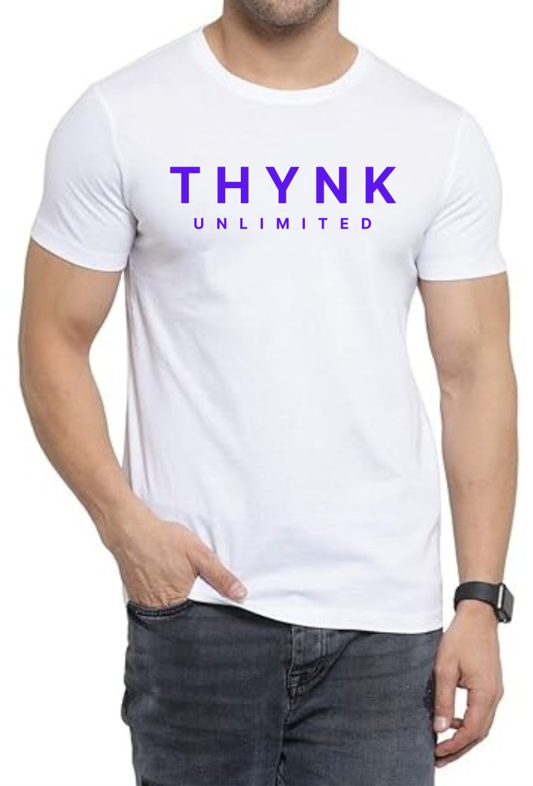 THYNK Unlimited (BLU) Round Neck Men White T-Shirt