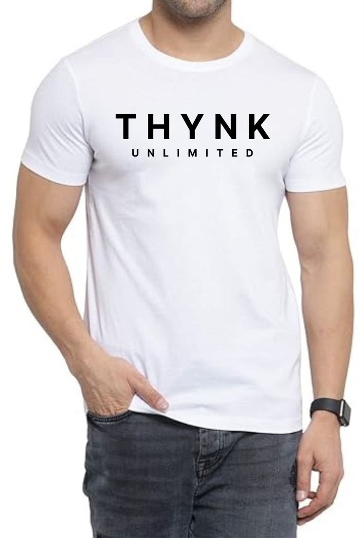 THYNK Unlimited (GREEN) Round Neck Men White T-Shirt