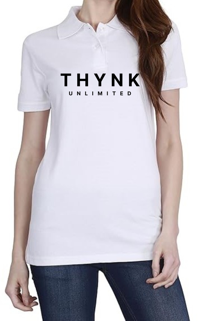THYNK Unlimited (GREEN) Polo Women White T-Shirt