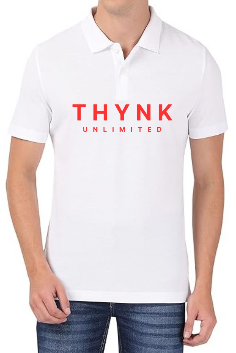THYNK Unlimited (RED) Polo Men White T-Shirt