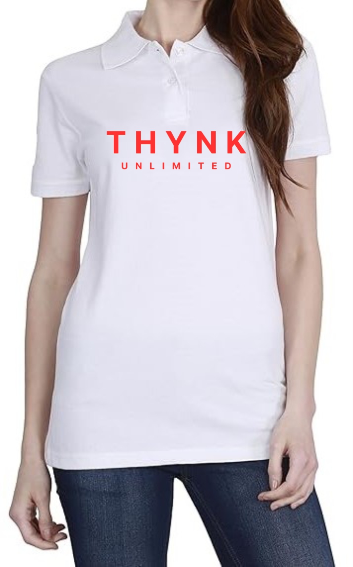 THYNK Unlimited (RED) Polo Women White T-Shirt