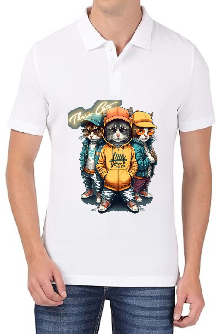 These Cats Polo Men White T-Shirt