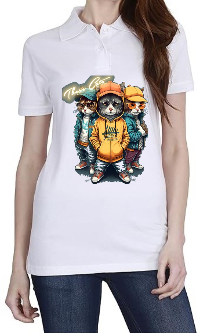 These Cats Polo Women White T-Shirt