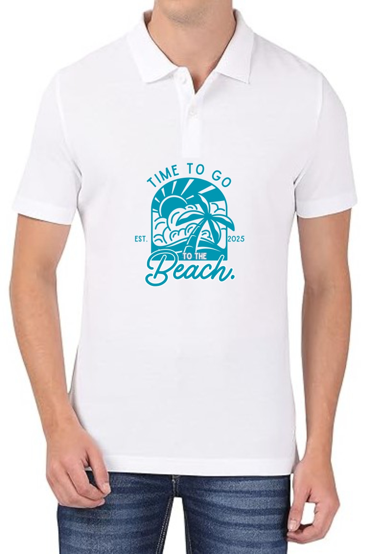 Time To Beach (GRE) Polo Men White T-Shirt