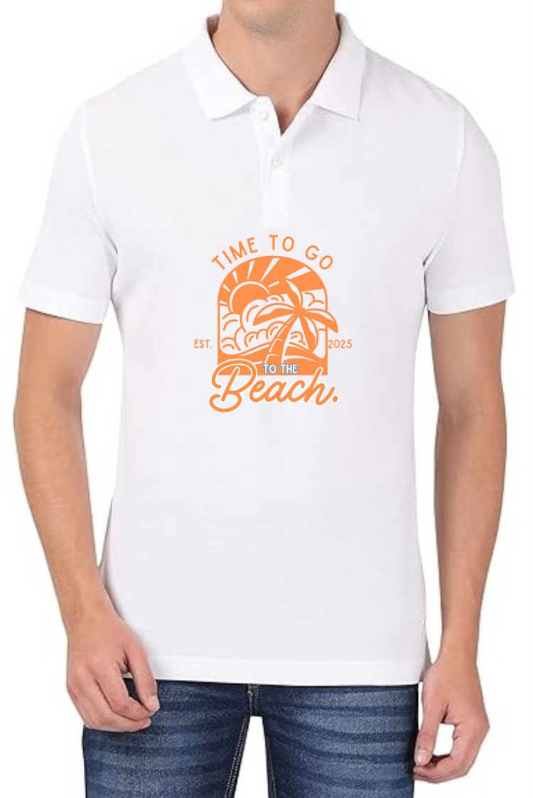 Time To Beach (ORA) Polo Men White T-Shirt