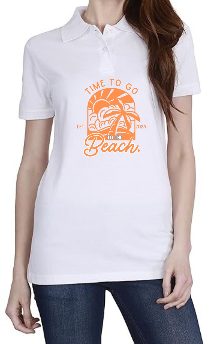 Time To Beach (ORA) Polo Women White T-Shirt