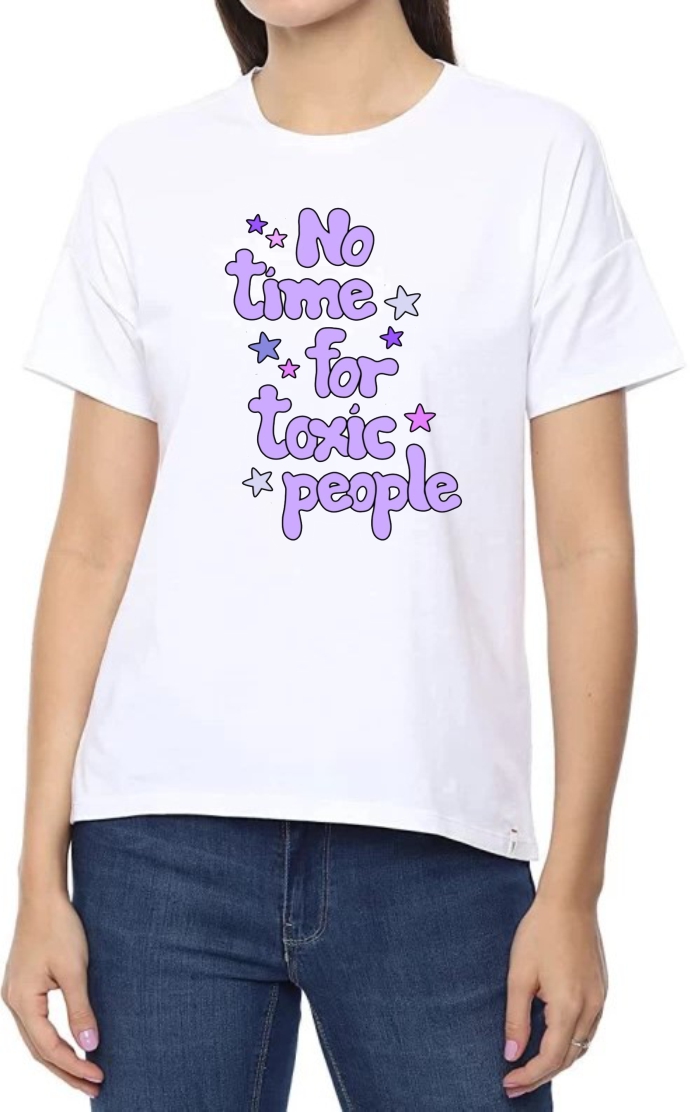 Toxic Round Neck Women White T-Shirt