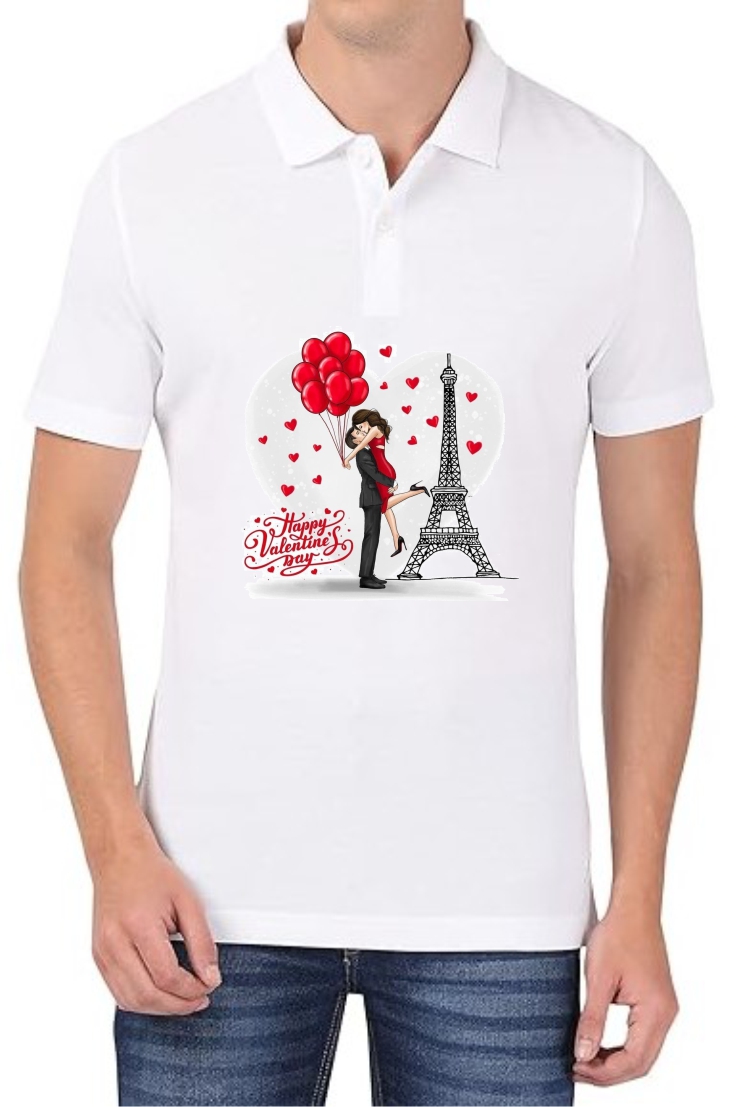 Valentines Couple Polo Men White T-Shirt
