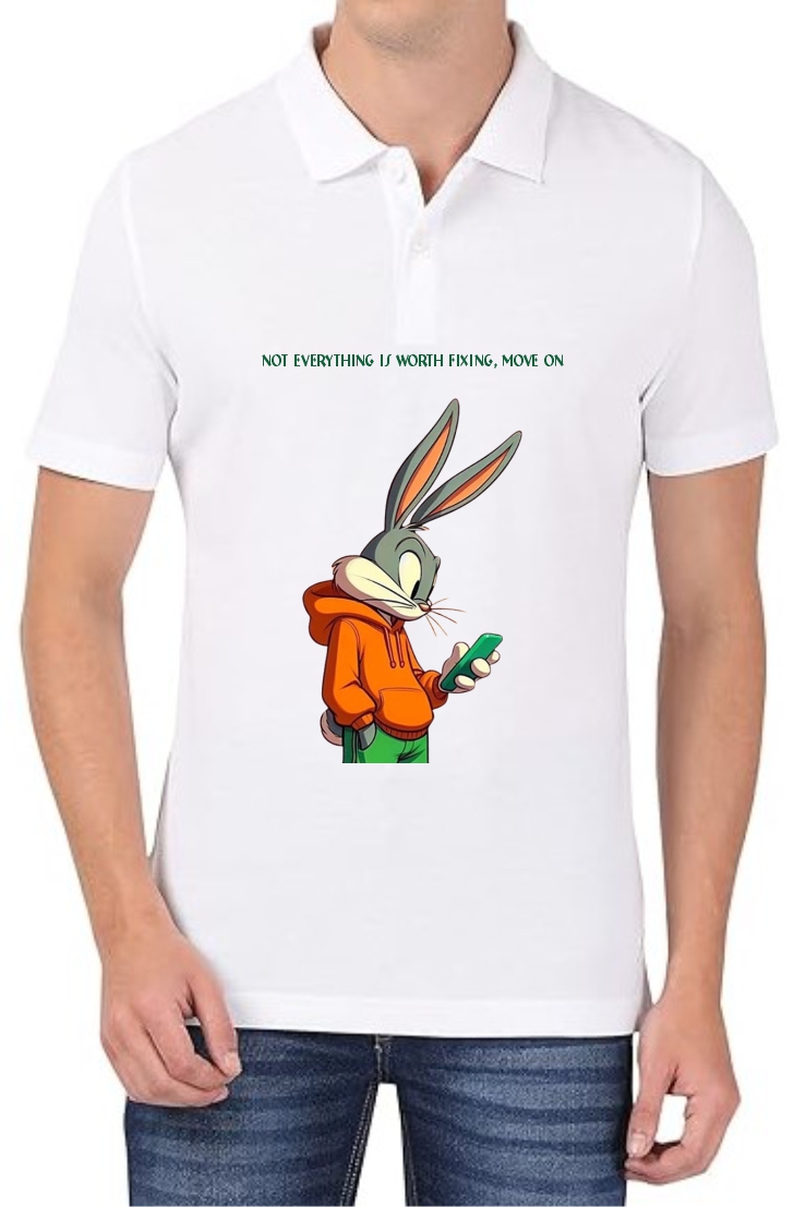 Worth Fixing Move ON Polo Men White T-Shirt