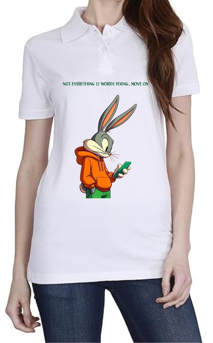 Worth Fixing Move ON Polo Women White T-Shirt